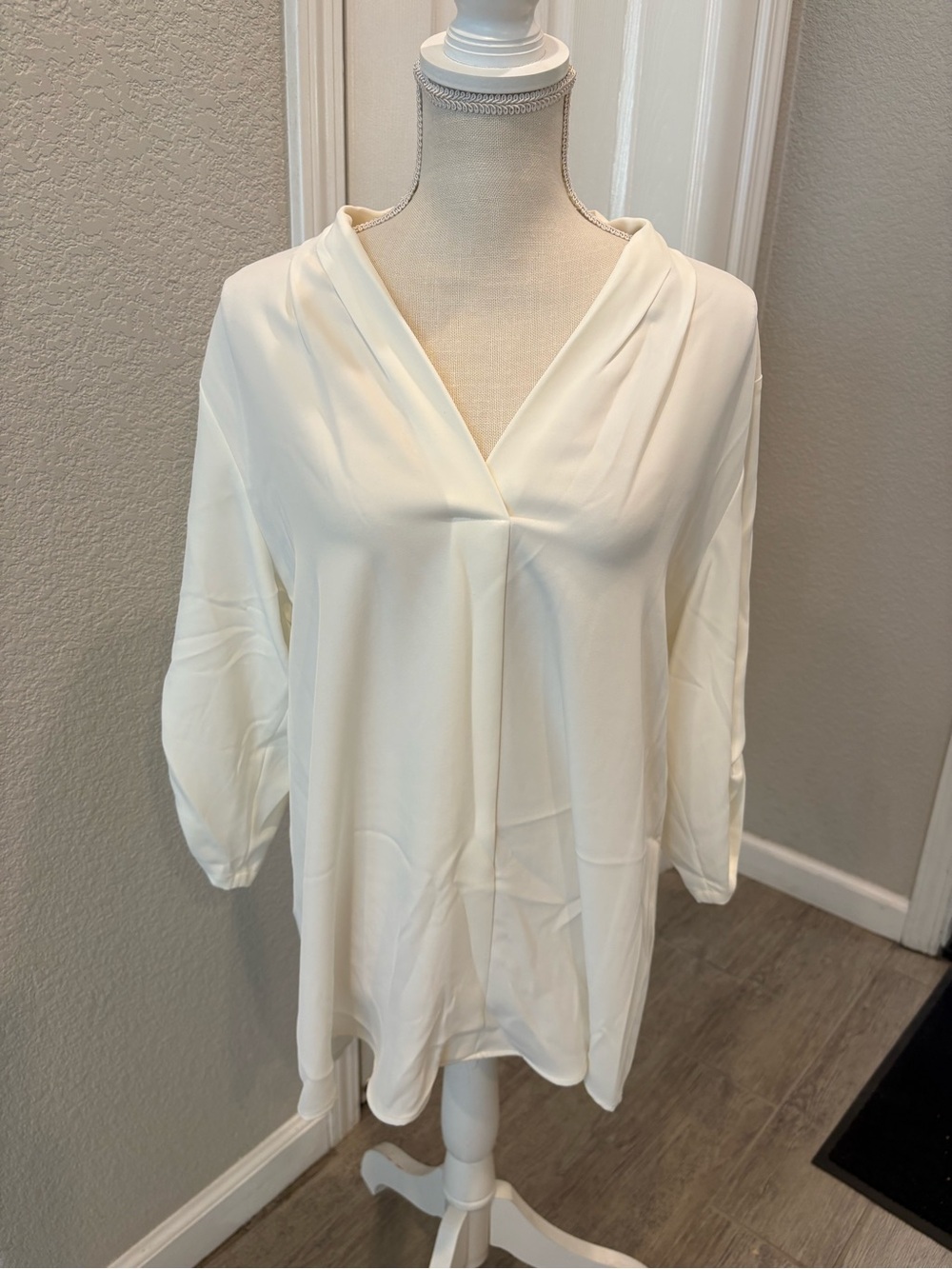 Calvin Klein Cream V-Neck Tunic Top
